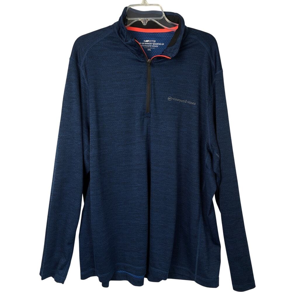 Vineyard Vines Sankaty 1/4 Zip Pullover Mens XXL Blue Pattern Lightweight